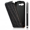 housse étui coque style crocodile pour HTC Desire S couleur noir + Stylet luxe