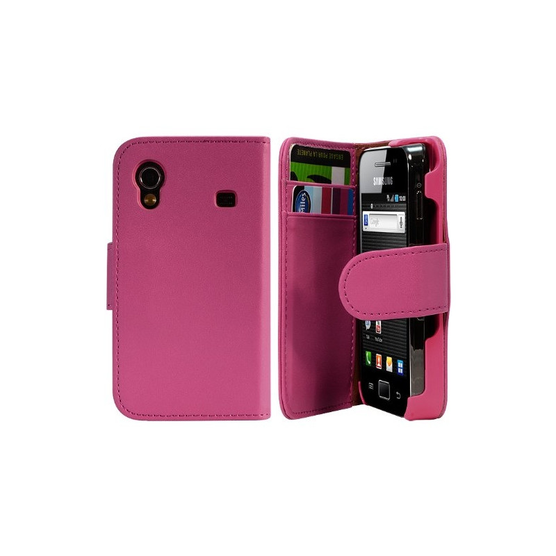 Housse Coque Etui Portefeuille pour Samsung Galaxy Ace S5830 couleur rose