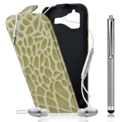 Housse étui coque style crocodile pour HTC Sensation + Kit Piéton + Stylet luxe