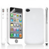 Housse étui coque silicone avec bouton tactile pour Apple Iphone 4/4S couleur blanc + Stylet luxe