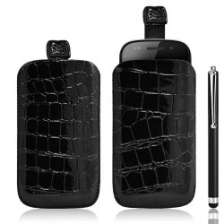 Housse coque étui pochette style croco pour Samsung Google Nexus S i9020 + Stylet