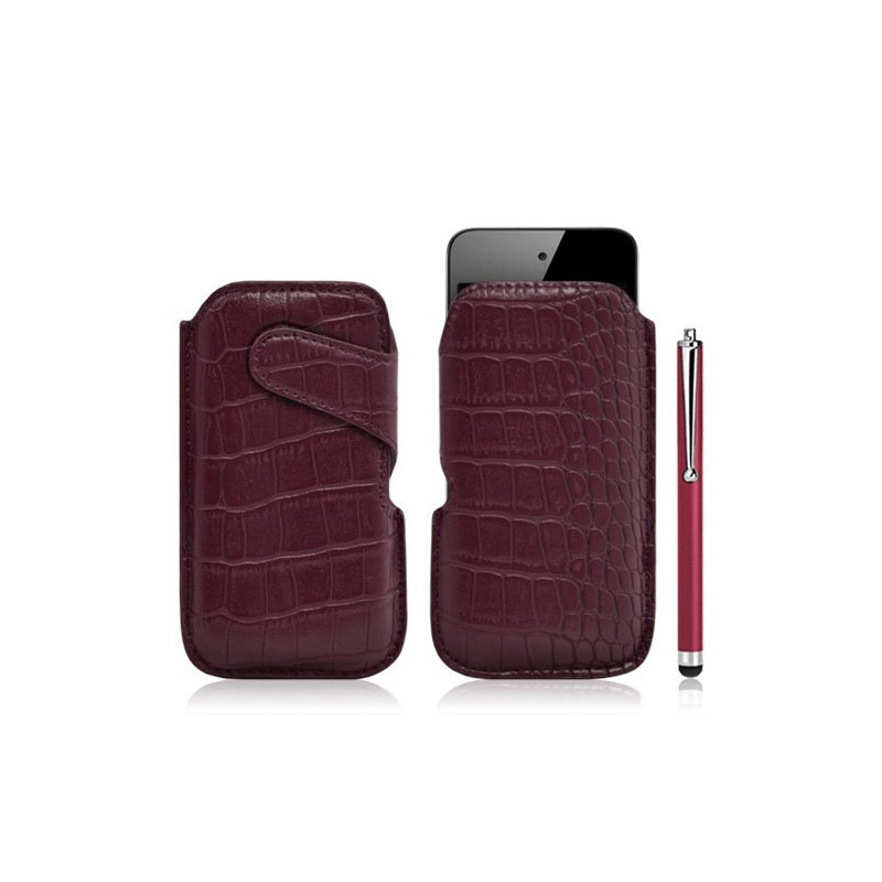 Housse coque étui pochette style croco pour Apple Ipod Touch 4G + Stylet