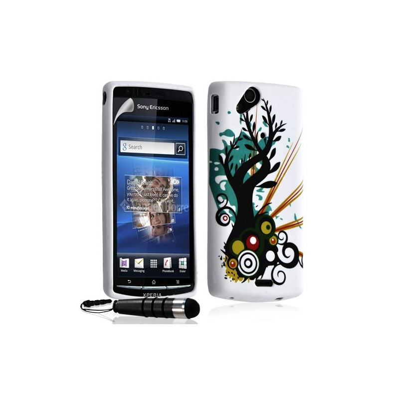 Housse coque étui gel pour Sony Ericsson Xperia Arc / Arc S avec motif HF03 + Mini stylet