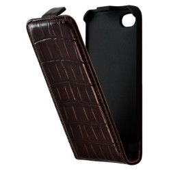 Housse étui coque pour Apple Iphone 4 / 4S couleur marron + Film de protection