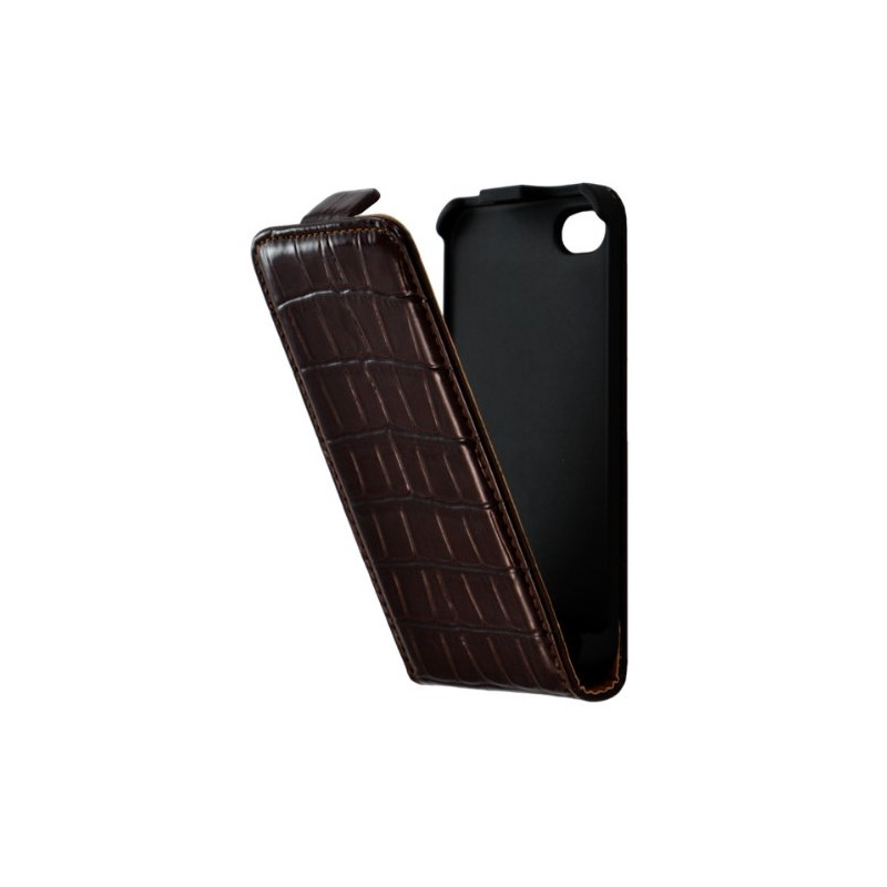 Housse étui coque pour Apple Iphone 4 / 4S couleur marron + Film de protection