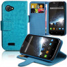 Housse Etui Portefeuille Fonction Support Couleur Bleu Clair pour Wiko Cink Slim + film de protection