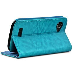 Housse Etui Portefeuille Fonction Support Couleur Bleu Clair pour Wiko Cink Slim + film de protection