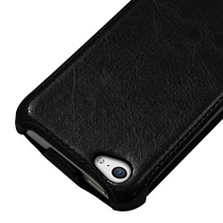Etui Rigide à Clapet couleur Noir pour Apple iPhone 5C + Film de Protection