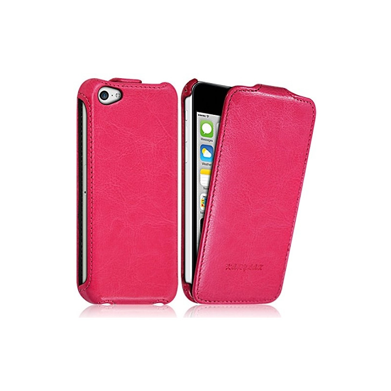 Housse Etui Coque Rigide à Clapet couleur Rose Fushia pour Apple iPhone 5C + Film de Protection