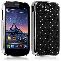 Housse Etui Coque rigide style Diamant couleur Noir pour Wiko Cink Peax + Film de Protection