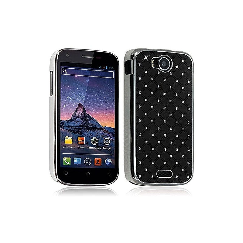 Housse Etui Coque rigide style Diamant couleur Noir pour Wiko Cink Peax + Film de Protection