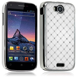 Housse Etui Coque rigide style Diamant couleur Blanc pour Wiko Cink Peax + Film de Protection