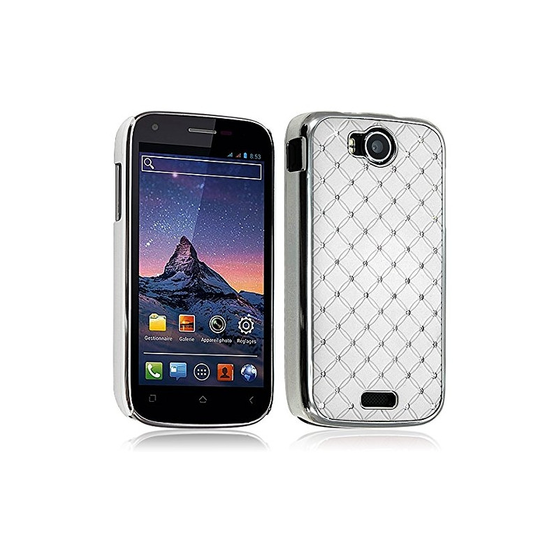 Housse Etui Coque rigide style Diamant couleur Blanc pour Wiko Cink Peax + Film de Protection