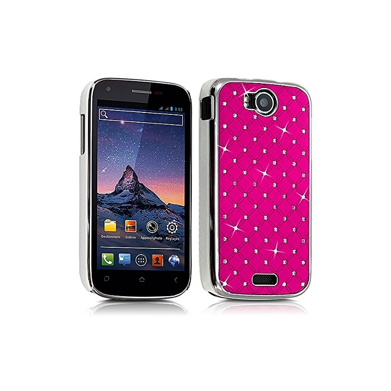 Housse Etui Coque rigide style Diamant couleur Rose Fushia pour Wiko Cink Peax + Film de Protection