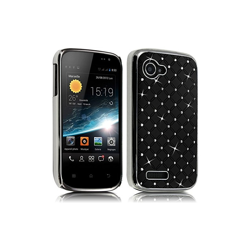 Housse Etui Coque rigide style Diamant couleur Noir pour Wiko Cink Slim + Film de Protection