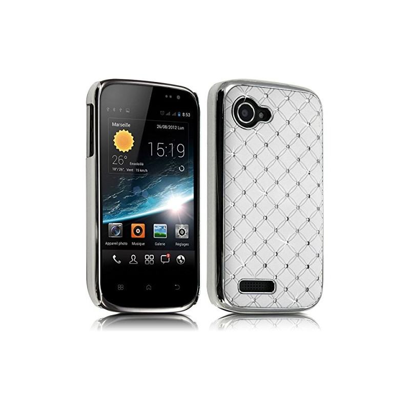 Housse Etui Coque rigide style Diamant couleur Blanc pour Wiko Cink Slim + Film de Protection