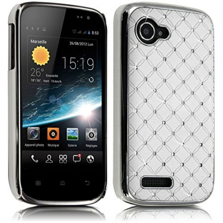 Housse Etui Coque rigide style Diamant couleur Blanc pour Wiko Cink Slim + Film de Protection