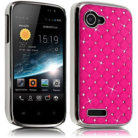 Housse Etui Coque rigide style Diamant couleur Rose Fushia pour Wiko Cink Slim + Film de Protection