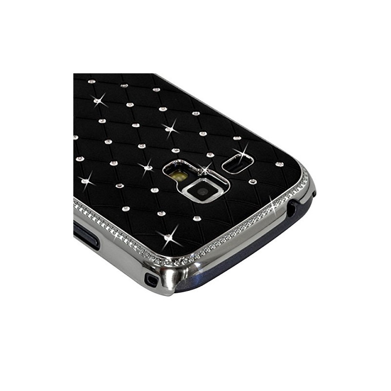 Housse Etui Coque rigide style Diamant couleur Noir pour Samsung Galaxy Trend + Film de Protection