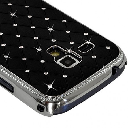 Housse Etui Coque rigide style Diamant couleur Noir pour Samsung Galaxy Trend + Film de Protection