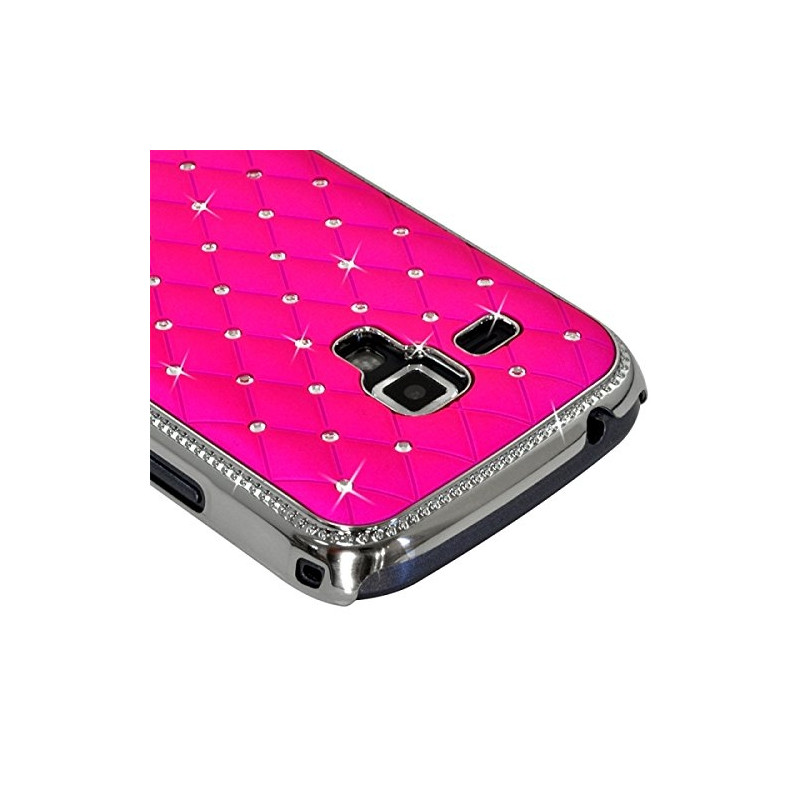 Housse Etui Coque rigide style Diamant couleur Rose Fushia pour Samsung Galaxy Trend + Film de Protection