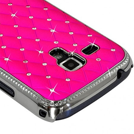 Housse Etui Coque rigide style Diamant couleur Rose Fushia pour Samsung Galaxy Trend + Film de Protection