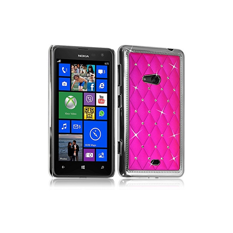 Housse Etui Coque rigide style Diamant couleur Rose Fushia pour Nokia Lumia 625 + Film de Protection