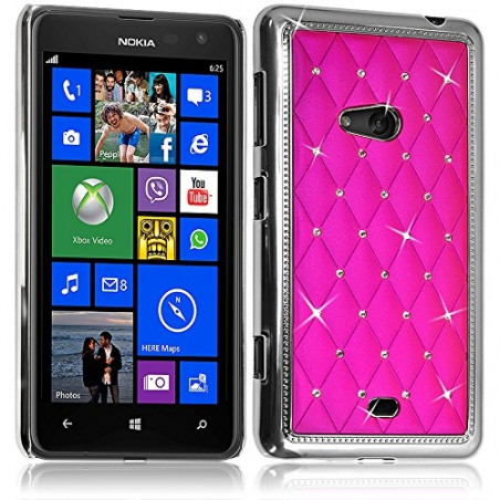 Housse Etui Coque rigide style Diamant couleur Rose Fushia pour Nokia Lumia 625 + Film de Protection