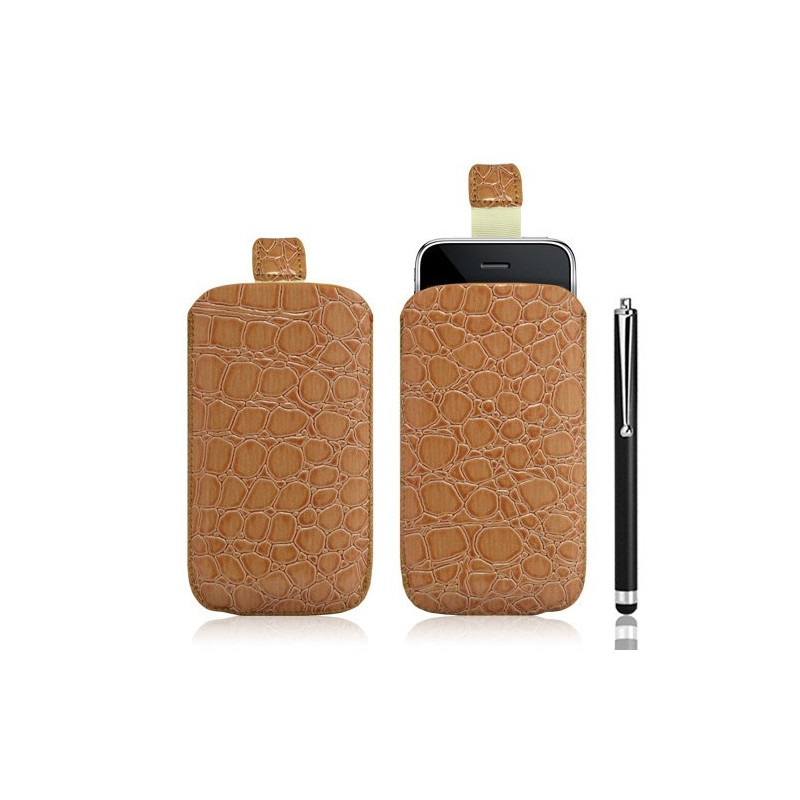 Housse coque étui pochette style croco pour Apple Iphone 3G/3GS + Stylet