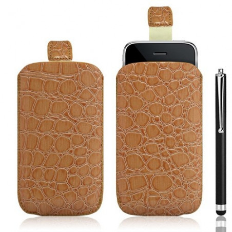 Housse coque étui pochette style croco pour Apple Iphone 3G/3GS + Stylet