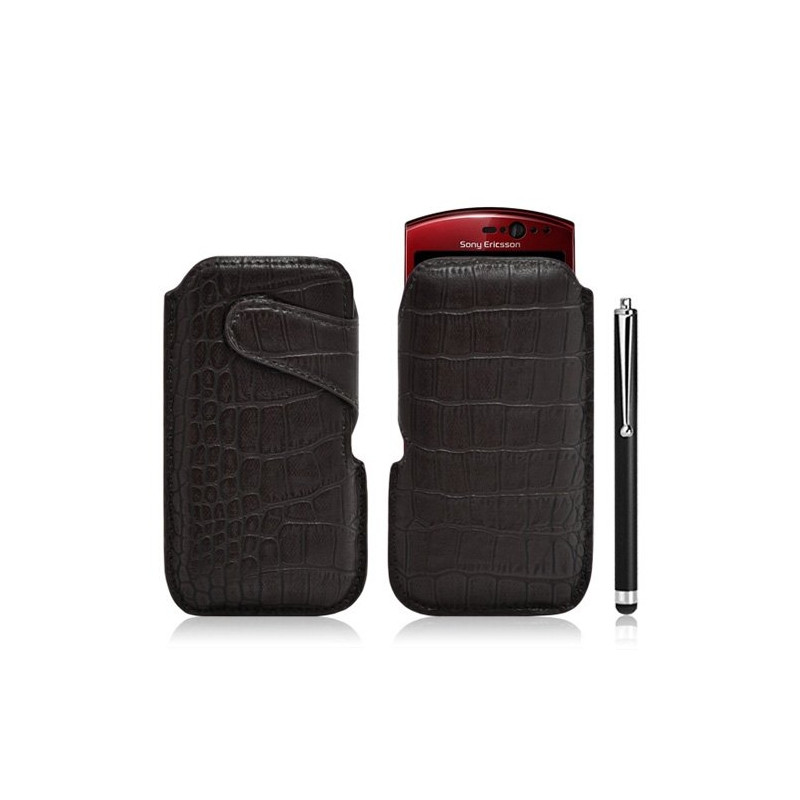 Housse coque étui pochette style croco pour Sony Ericsson Xperia Kyno + Stylet