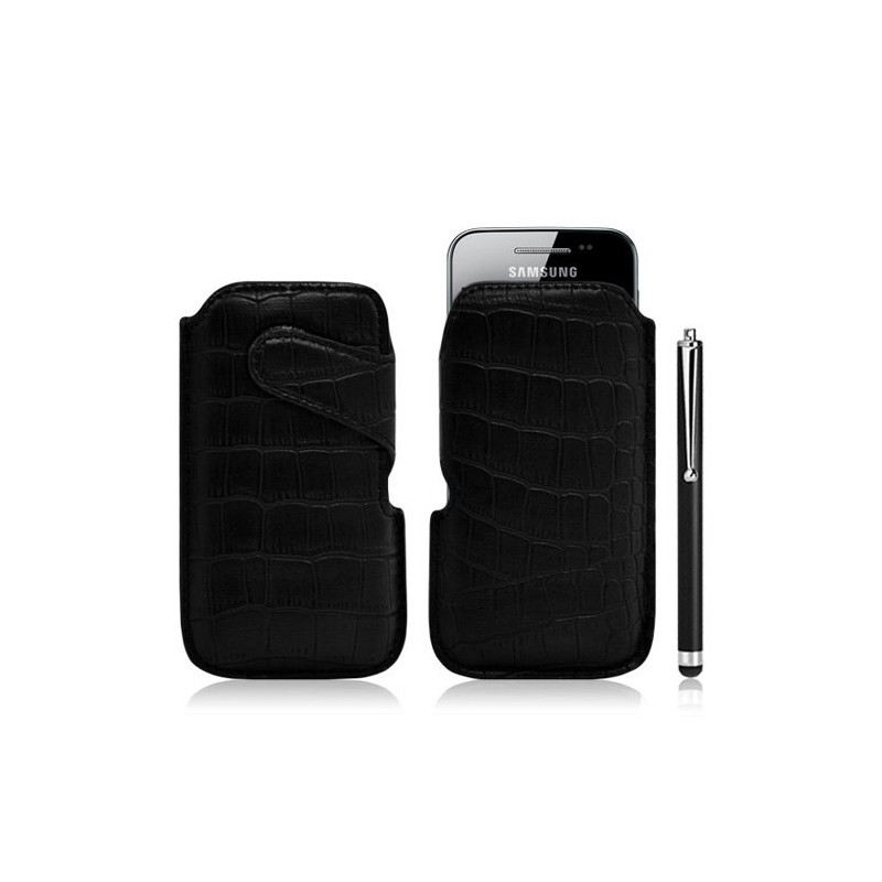 Housse coque étui pochette style croco pour Samsung Galaxy Ace S5830 + Stylet