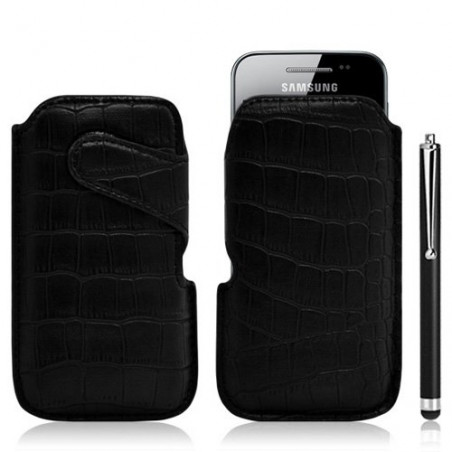 Housse coque étui pochette style croco pour Samsung Galaxy Ace S5830 + Stylet