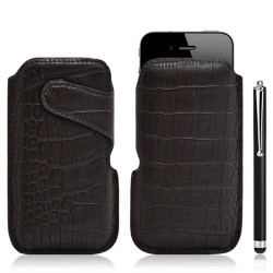 Housse coque étui pochette style croco pour Apple Iphone 4/4S + Stylet