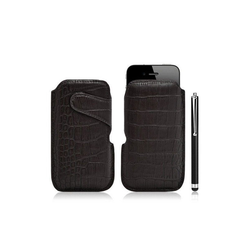 Housse coque étui pochette style croco pour Apple Iphone 4/4S + Stylet