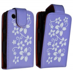 Housse coque étui violet motif fleurs pour Blackberry Curve 8520 + film de protection