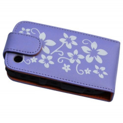 Housse coque étui violet motif fleurs pour Blackberry Curve 8520 + film de protection