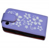 Housse coque étui violet motif fleurs pour Blackberry Curve 8520 + film de protection