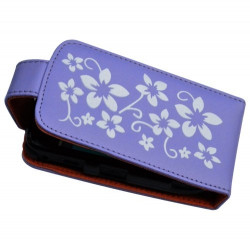 Housse coque étui violet motif fleurs pour Blackberry Curve 8520 + film de protection