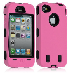 Housse étui coque pour Apple Iphone 4/4S couleur rose + Film de protection