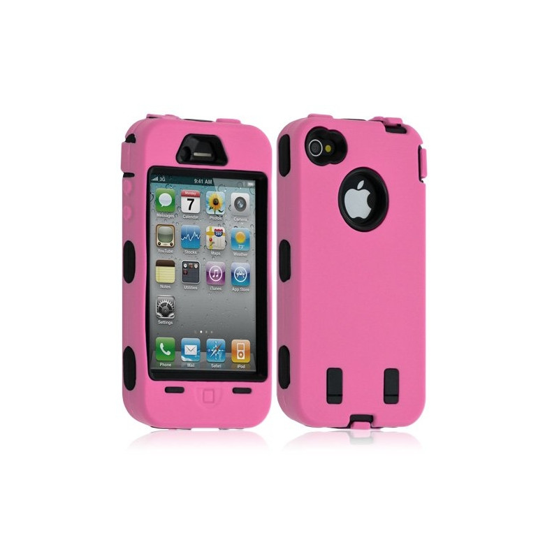 Housse étui coque pour Apple Iphone 4/4S couleur rose + Film de protection