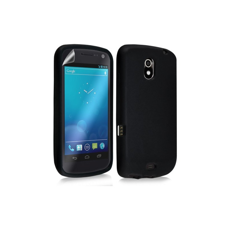 Housse étui coque en silicone pour Samsung Galaxy Nexus couleur noir + film écran