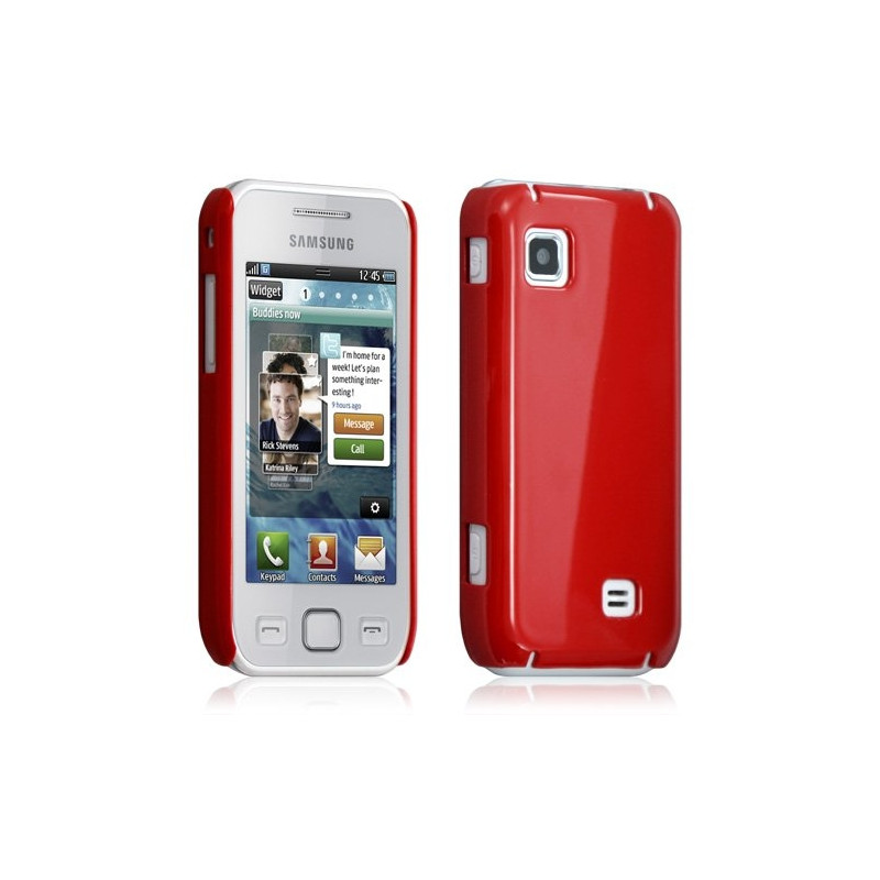 Housse étui coque rigide brillante pour samsung Wave 575 S5750 couleur rouge + film protecteur