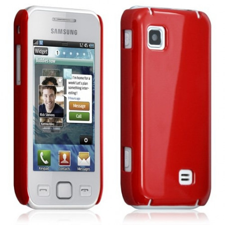 Housse étui coque rigide brillante pour samsung Wave 575 S5750 couleur rouge + film protecteur