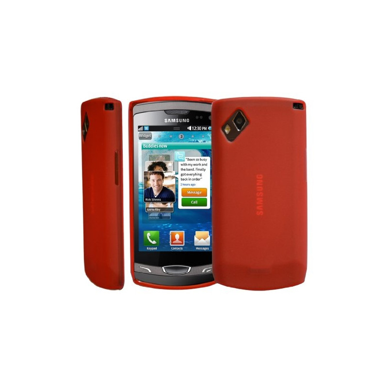 housse étui coque en gel rouge pour Samsung Wave 2 s8530 + film protecteur