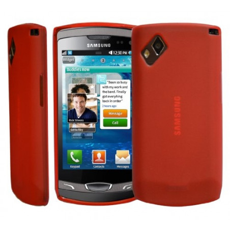 housse étui coque en gel rouge pour Samsung Wave 2 s8530 + film protecteur