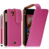 Housse coque étui pour Sony Ericsson Xperia Ray motif gaufré couleur rose fuschia + stylet luxe + film