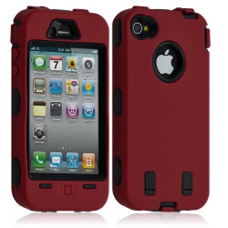 Housse étui coque pour Apple Iphone 4/4S couleur rouge + Film de protection