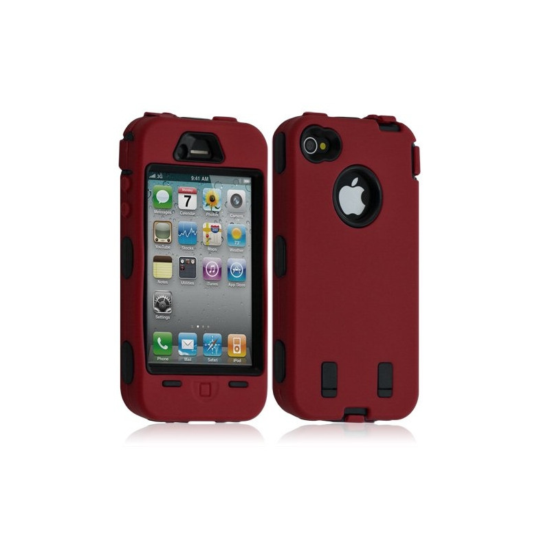 Housse étui coque pour Apple Iphone 4/4S couleur rouge + Film de protection