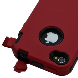 Housse étui coque pour Apple Iphone 4/4S couleur rouge + Film de protection